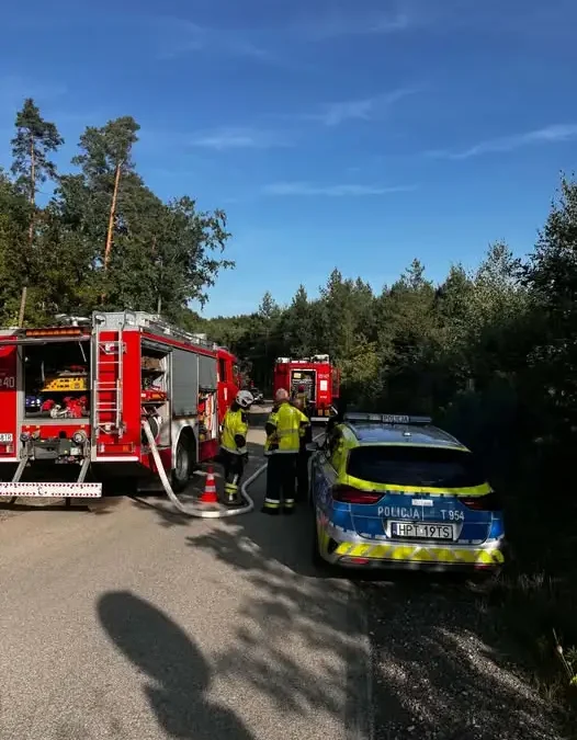 Pożar samochodu w Piecach. Interweniowały zastępy OSP i PSP