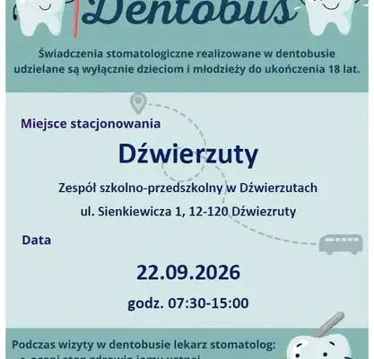 Dentobus w Dźwierzutach – bezpłatna opieka stomatologiczna dla dzieci i młodzieży