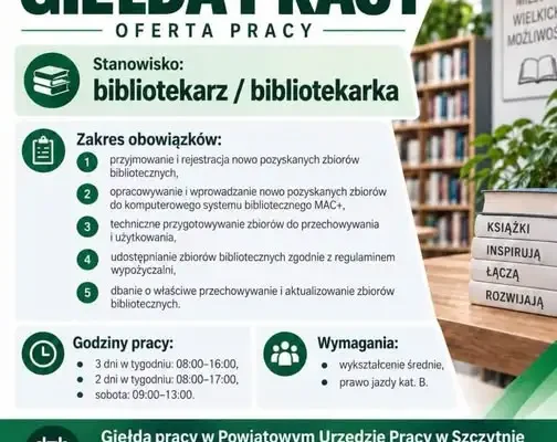 Giełda pracy w Szczytnie: szukają bibliotekarza