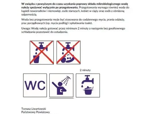 Szczytno: woda z wodociągu Orzyny tylko po przegotowaniu. Sanepid ostrzega mieszkańców