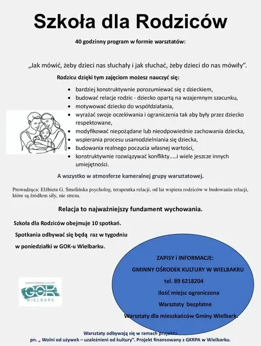 Gmina Wielbark: trwają ostatnie zapisy do Szkoły Dla Rodziców