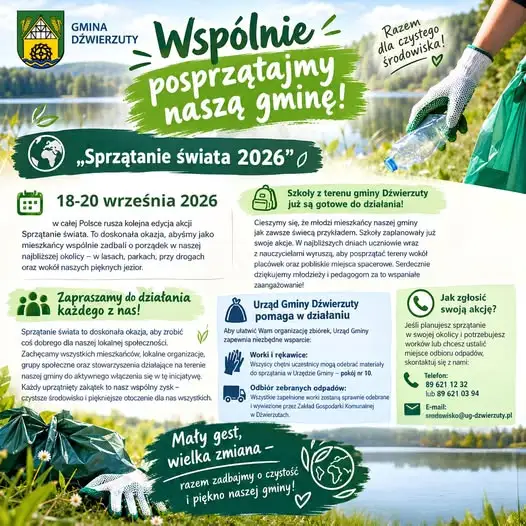 Gmina Dźwierzuty włącza się w akcję „Sprzątanie świata 2026”