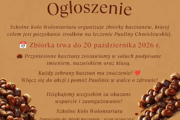 Zbiórka kasztanów w Dźwierzutach – pomóż Paulinie w walce o zdrowie