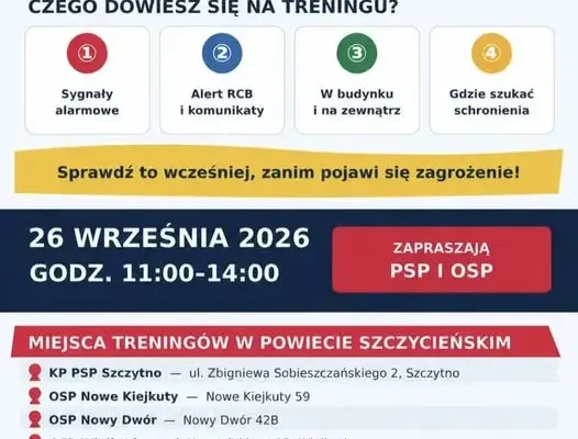 Trening sygnałów alarmowych w powiecie szczycieńskim – sprawdź, gdzie szukać schronienia