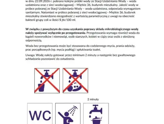 Sanepid: woda z wodociągu Orzyny nadal wymaga przegotowania
