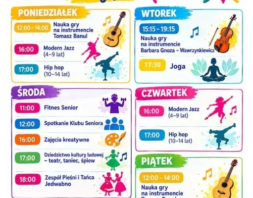 GOK Jedwabno startuje z nowym sezonem zajęć – sprawdź harmonogram