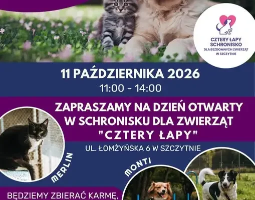 Światowy Dzień Zwierząt w Szczytnie – dzień otwarty w schronisku „Cztery Łapy”