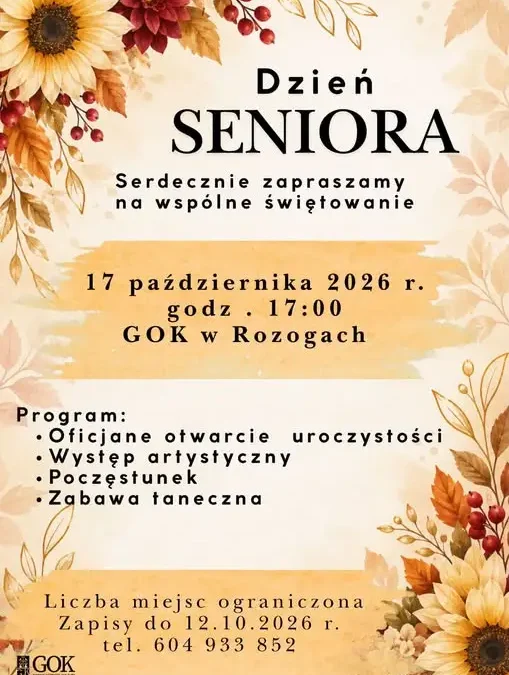 Dzień Seniora w Rozogach – zapisy trwają do 12 października