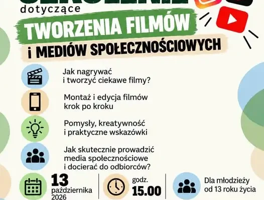 Szkolenie z tworzenia filmów i mediów społecznościowych dla młodzieży w Rozogach