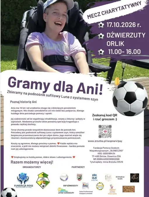 Mecz charytatywny w Dźwierzutach dla 14-letniej Ani