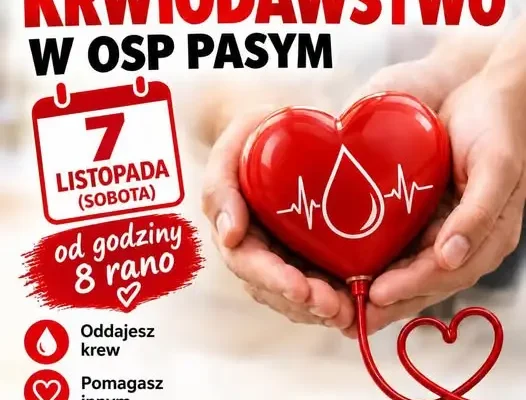 Pasym: 7 listopada pierwsza sobotnia zbiórka krwi w remizie OSP