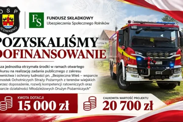 Jedwabno: OSP pozyskała 20 700 zł na doposażenie i szkolenie Młodzieżowych Drużyn Pożarniczych
