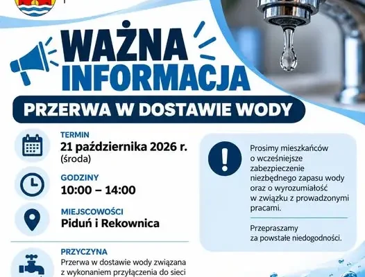 Przerwa w dostawie wody w gminie Jedwabno – 21 października