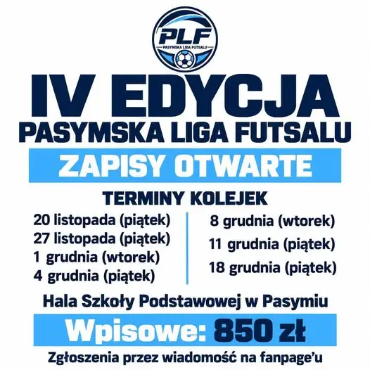 Pasymska Liga Futsalu wraca! Ruszyły zapisy do IV edycji