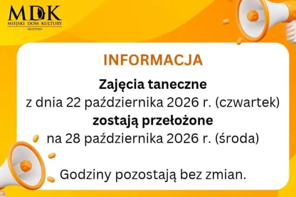 Zajęcia taneczne w MDK Szczytno przełożone na 28 października