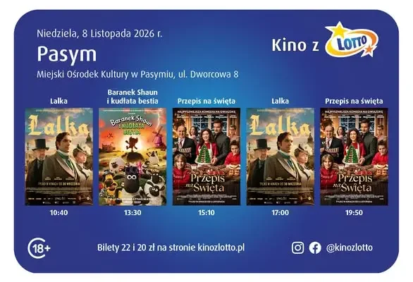 Kino objazdowe Lotto zawita do Pasymia – filmowa niedziela 8 listopada